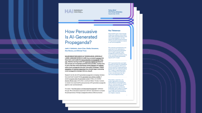 Imagen del informe "How Persuasive is AI-Generated Propaganda?" de HAI Stanford.