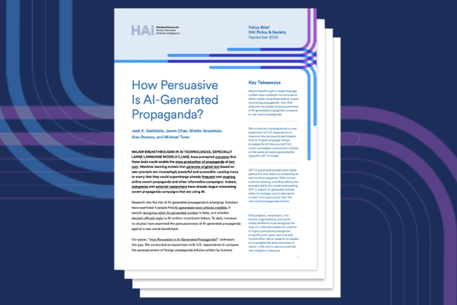 Imagen del informe "How Persuasive is AI-Generated Propaganda?" de HAI Stanford.