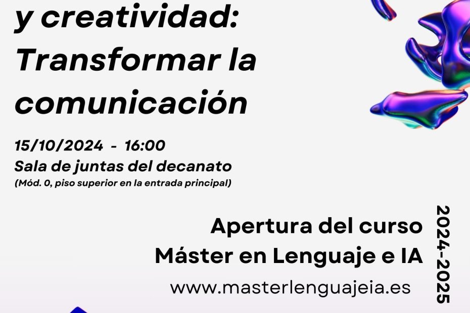 Cartel de la jornada de apertura del Máster en Lenguaje e Inteligencia artificial (LeIA) de la UAM